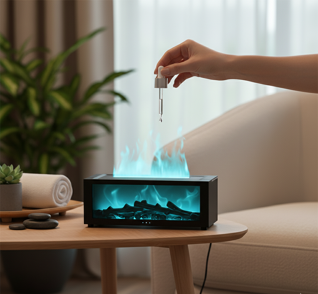 Difusor de Aromas "Aura Flame" - Llama 3D LED con 7 Colores